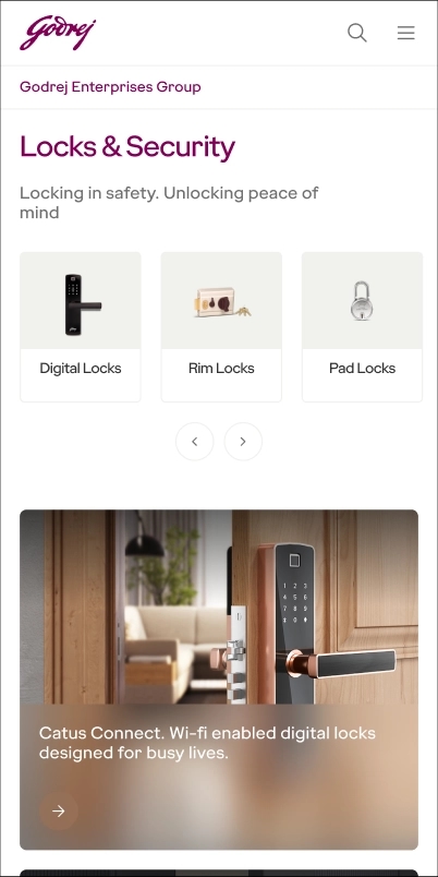 Mobile category landing page